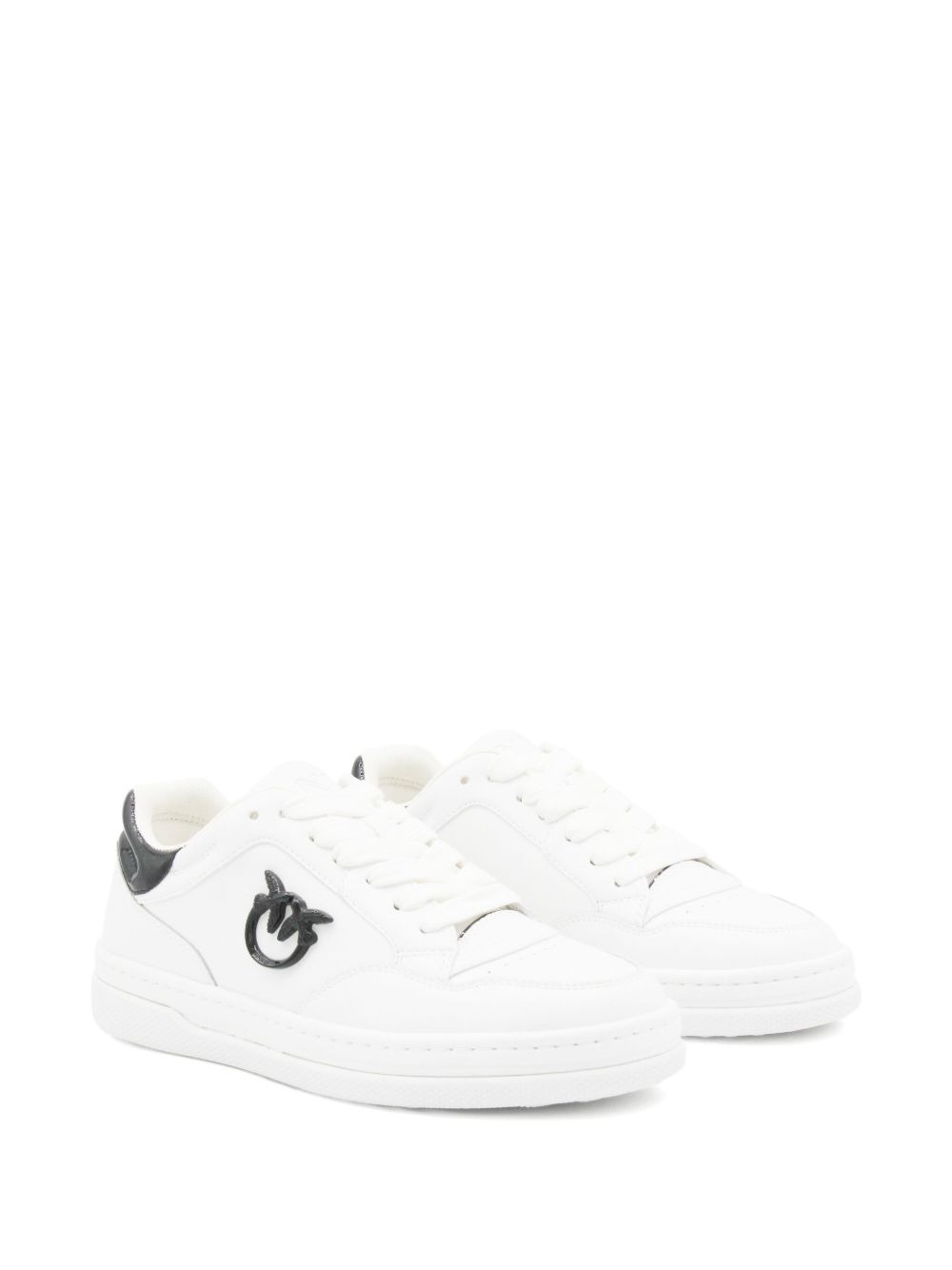 logo-plaque leather sneakers - 2