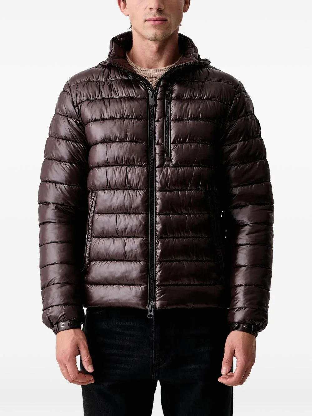 logo-patch padded jacket - 1