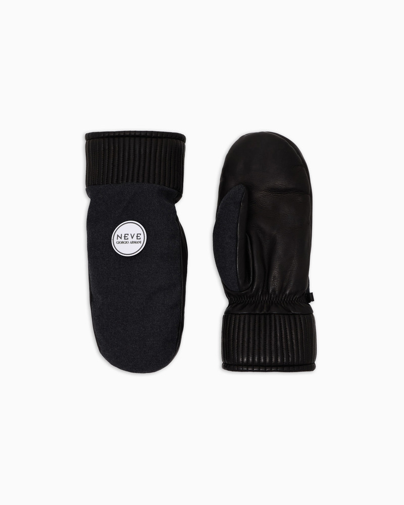 GIORGIO ARMANI NEVE VIRGIN-WOOL AND NAPPA-LEATHER GLOVES 1