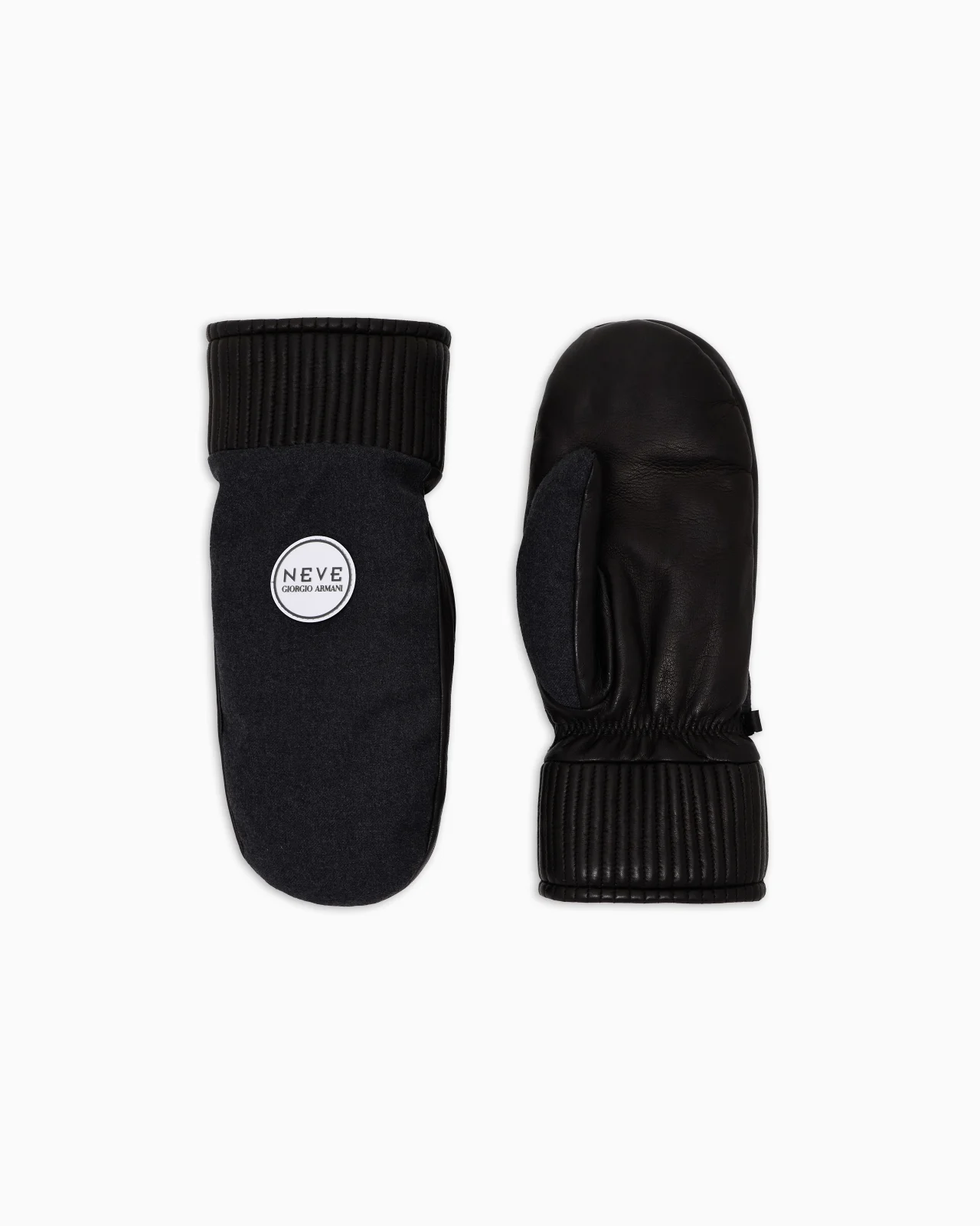 GIORGIO ARMANI NEVE VIRGIN-WOOL AND NAPPA-LEATHER GLOVES - 1