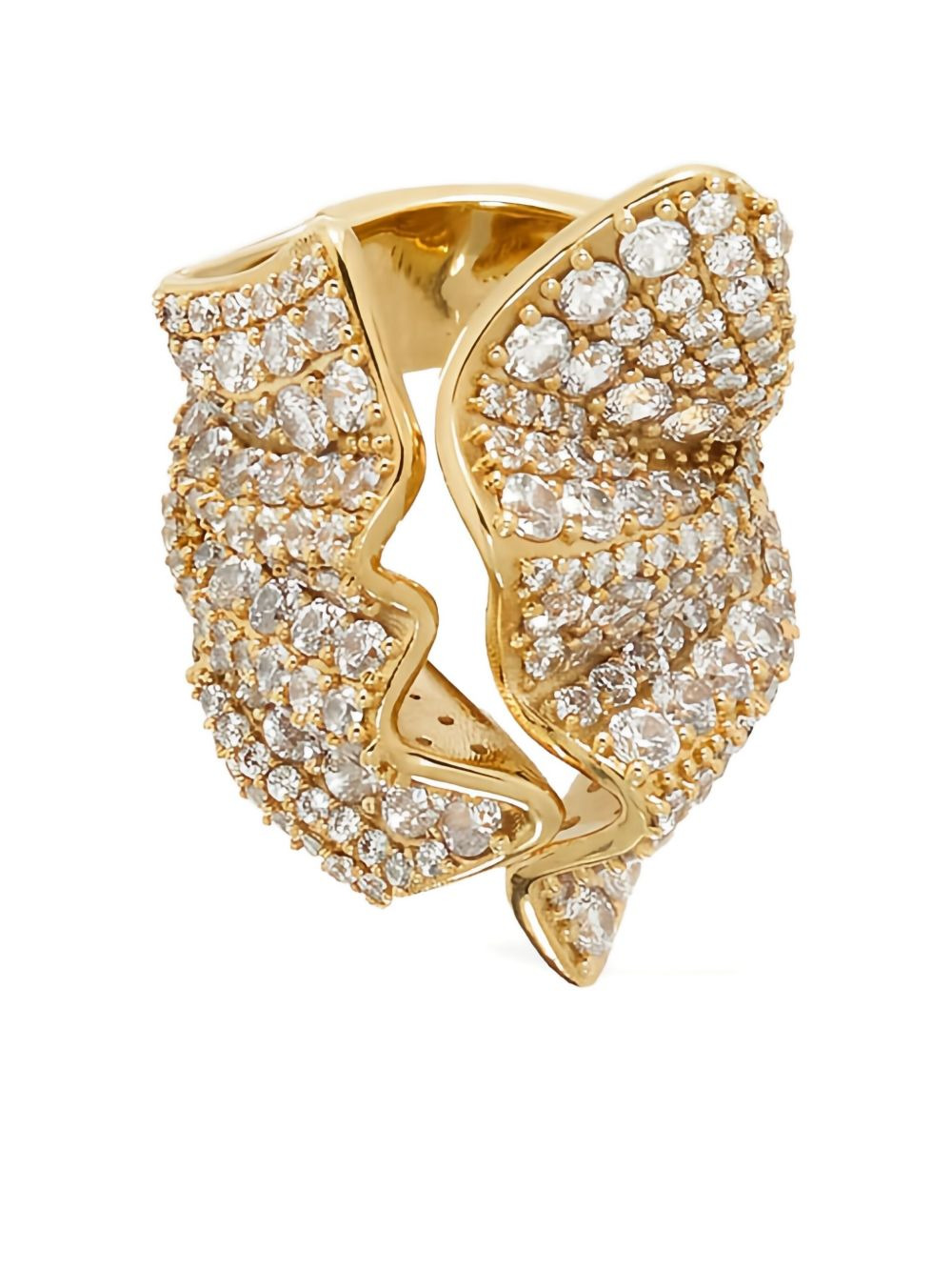 crystal-embellished ruffled ring - 1