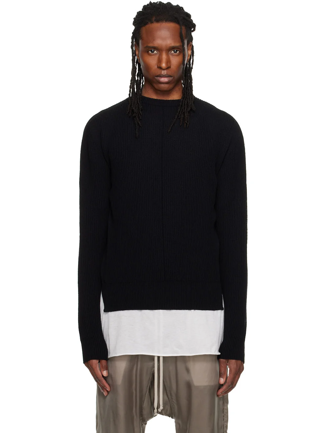 Black Tower Fisherman Round Neck Sweater - 1