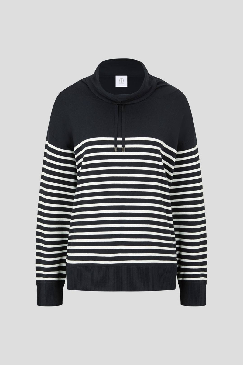 SADIA KNITTED PULLOVER IN NAVY BLUE/WHITE 1