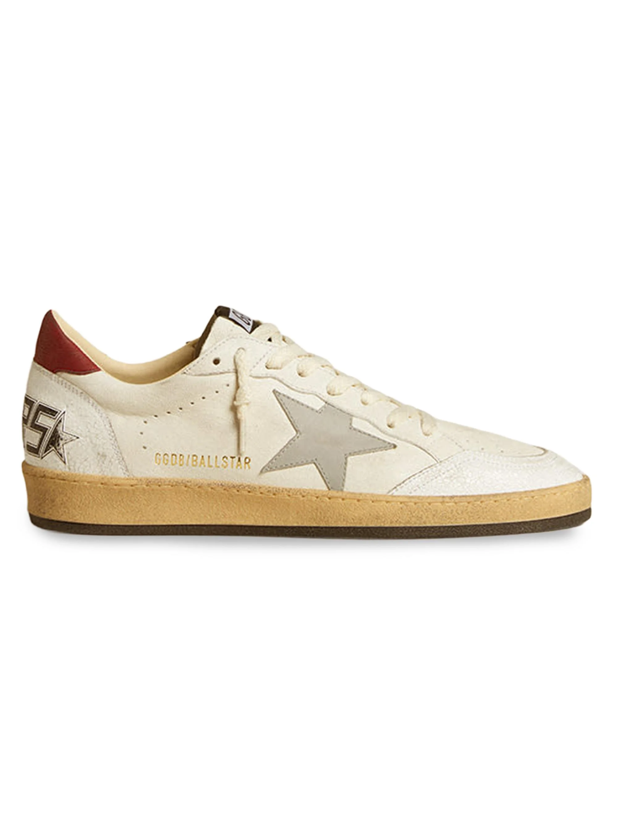 Men's Ball Star Leather Low-Top Sneakers - White Silver Blue Red - 1