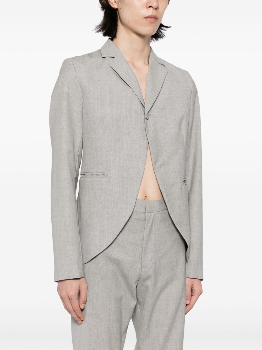 pleat-detail wool blazer - 3