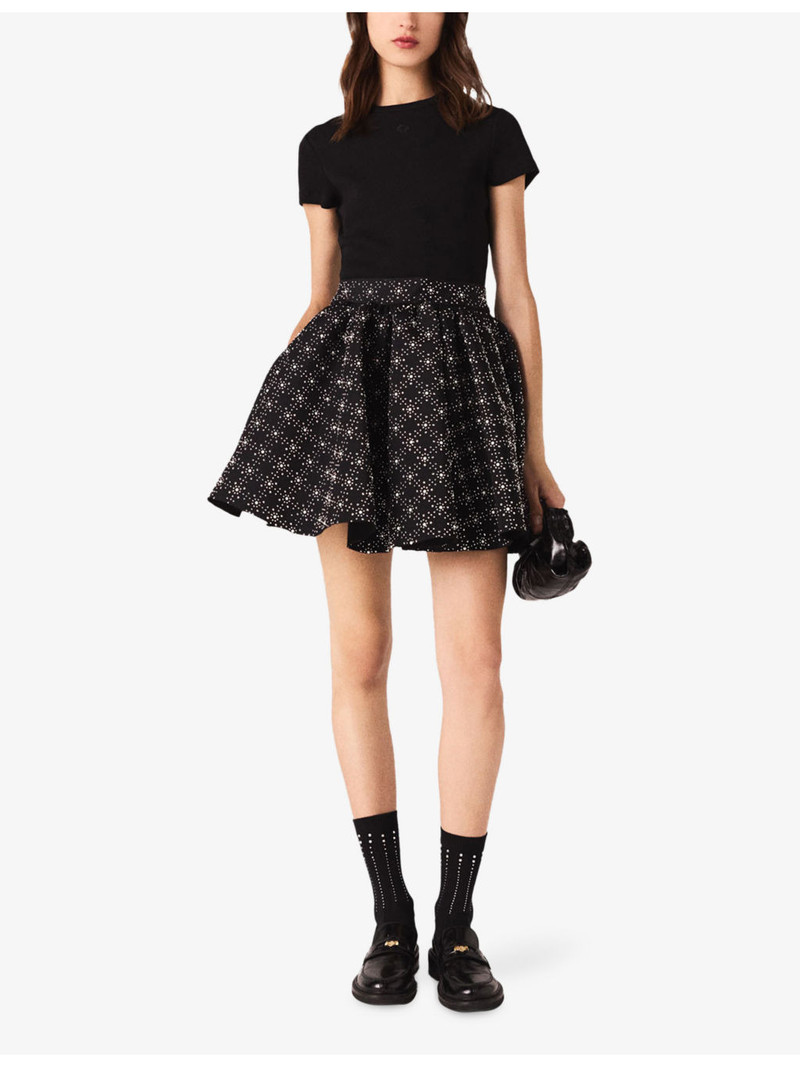 maje Diamante-Embellished Stretch-Woven Mini Skirt outlook