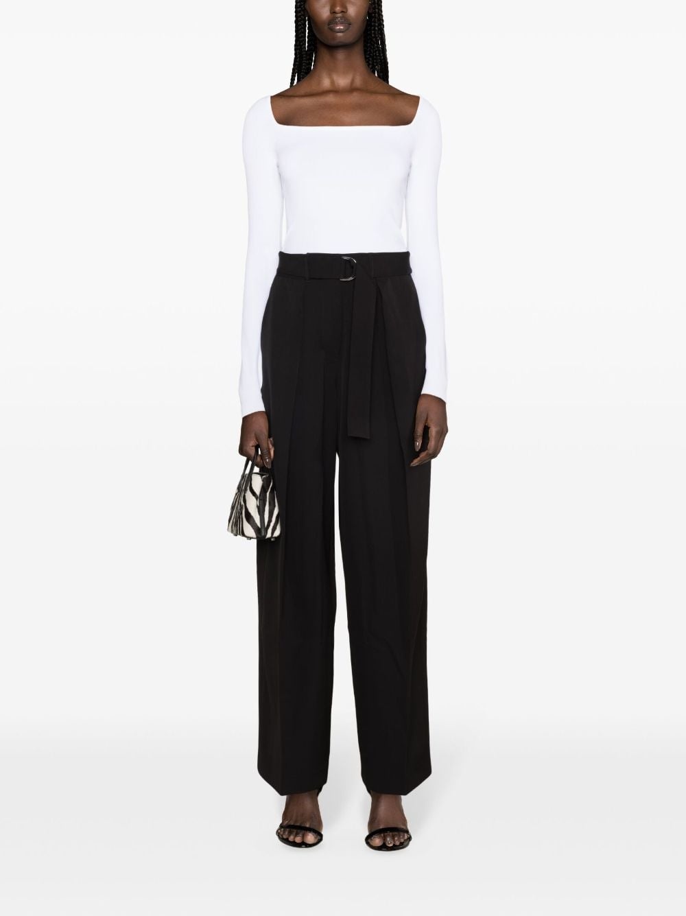 square-neck fine-knit top - 2