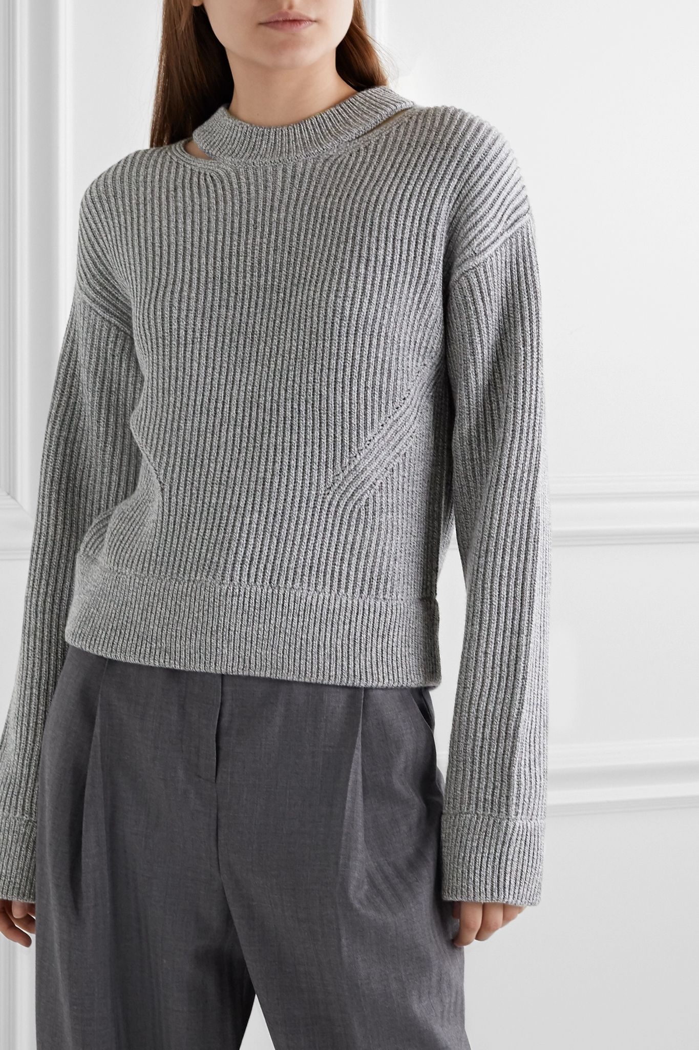 Cutout ribbed wool sweater - 3