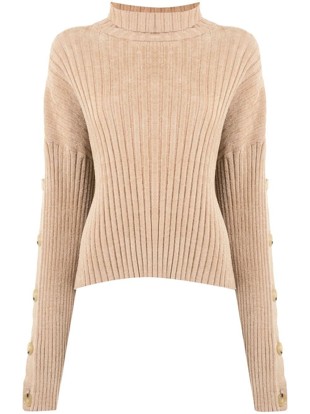 velvet mock-neck jumper - 1