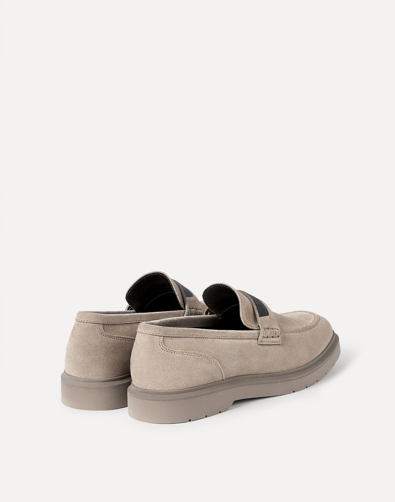 Brunello Cucinelli Suede penny loafer with monili outlook