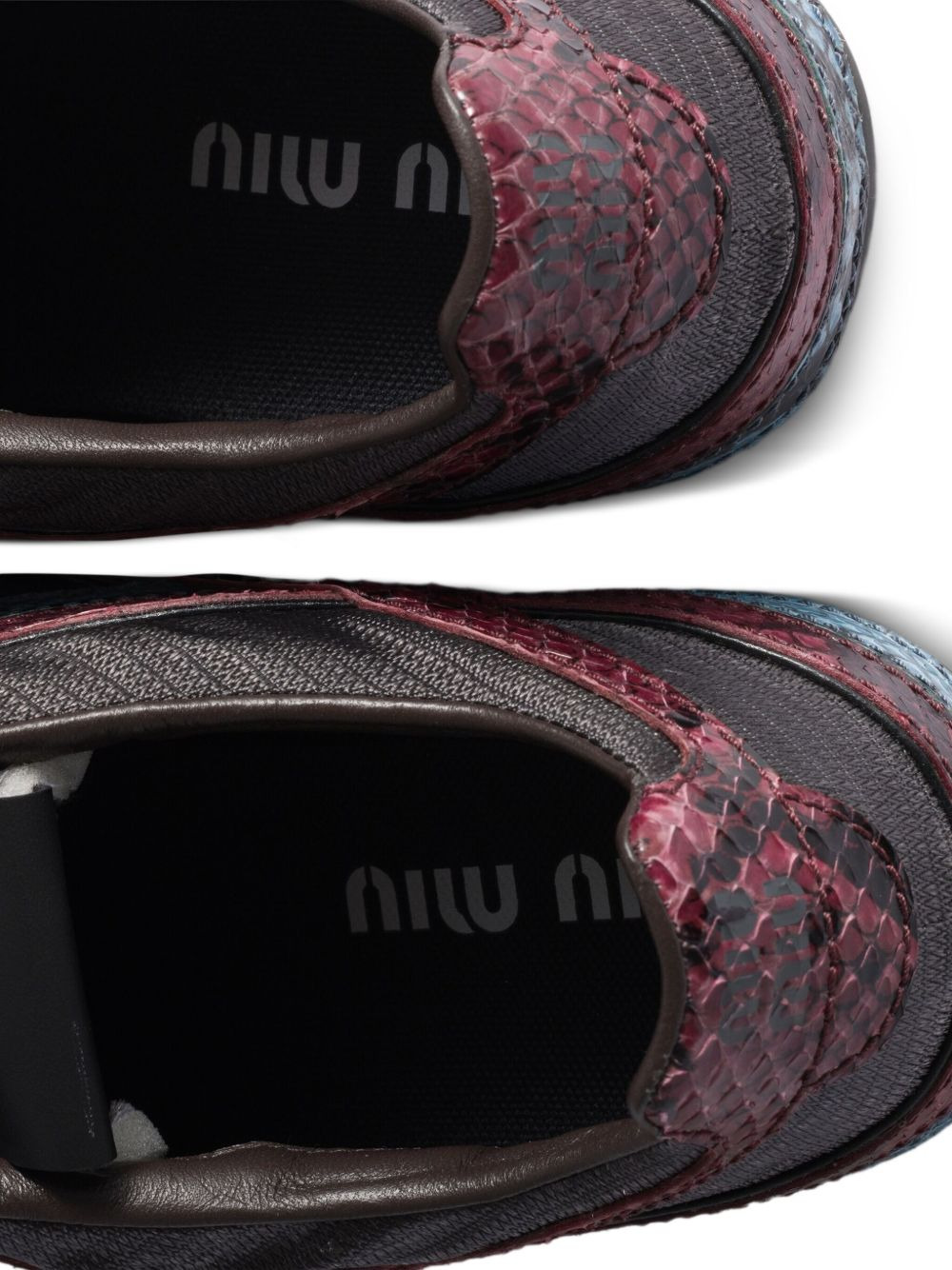 snakeskin-insert sneakers - 3