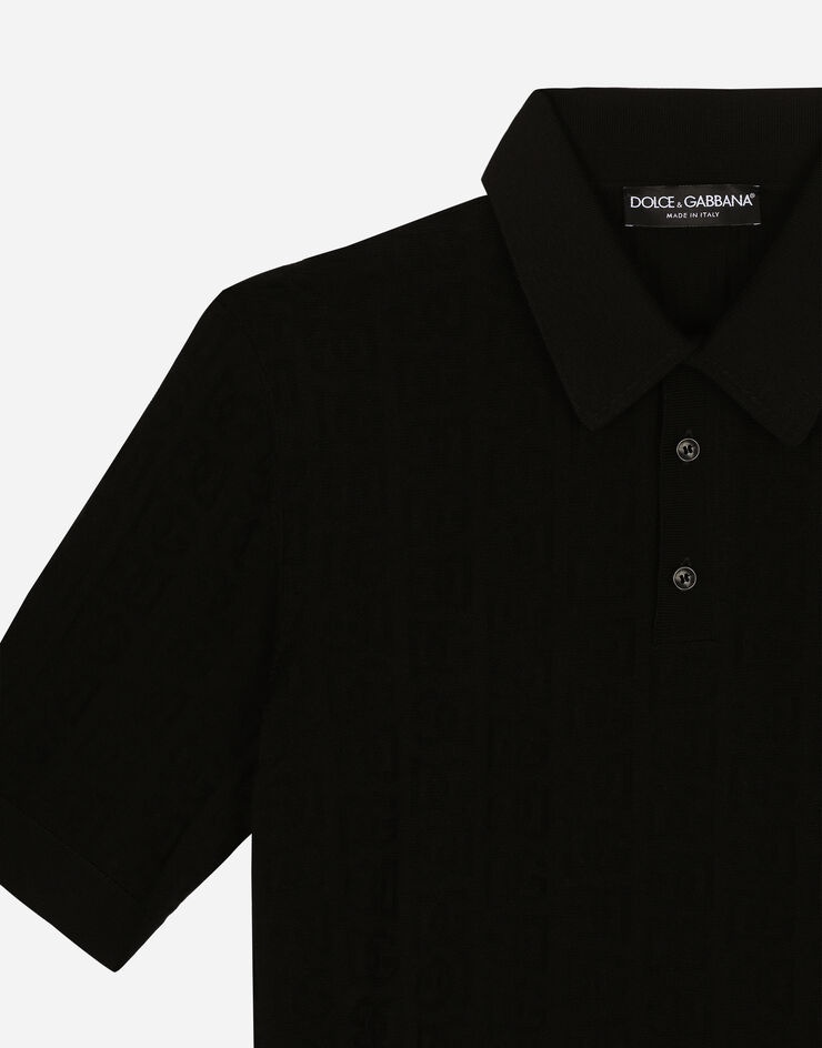 Silk jacquard polo-shirt with DG logo - 4