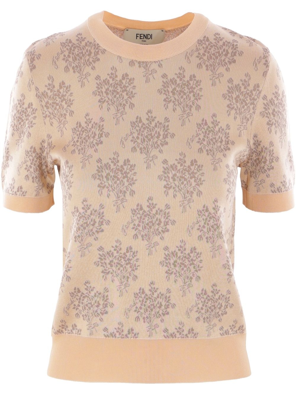 floral-jacquard cropped sweater - 1