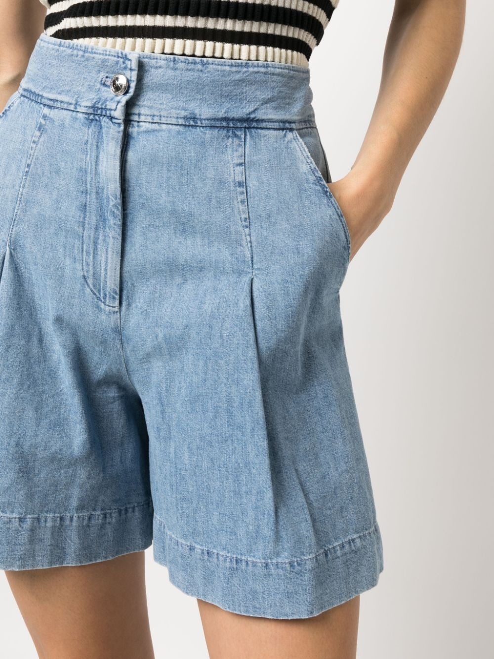 Dayana pleat-detail denim shorts - 5