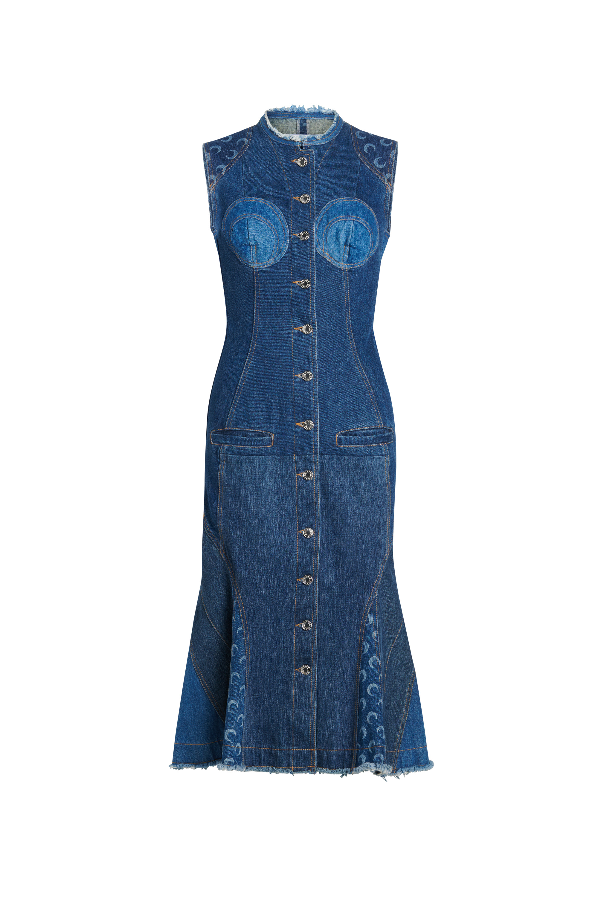 Marine Serre Regenerated Denim Evening Dress | REVERSIBLE