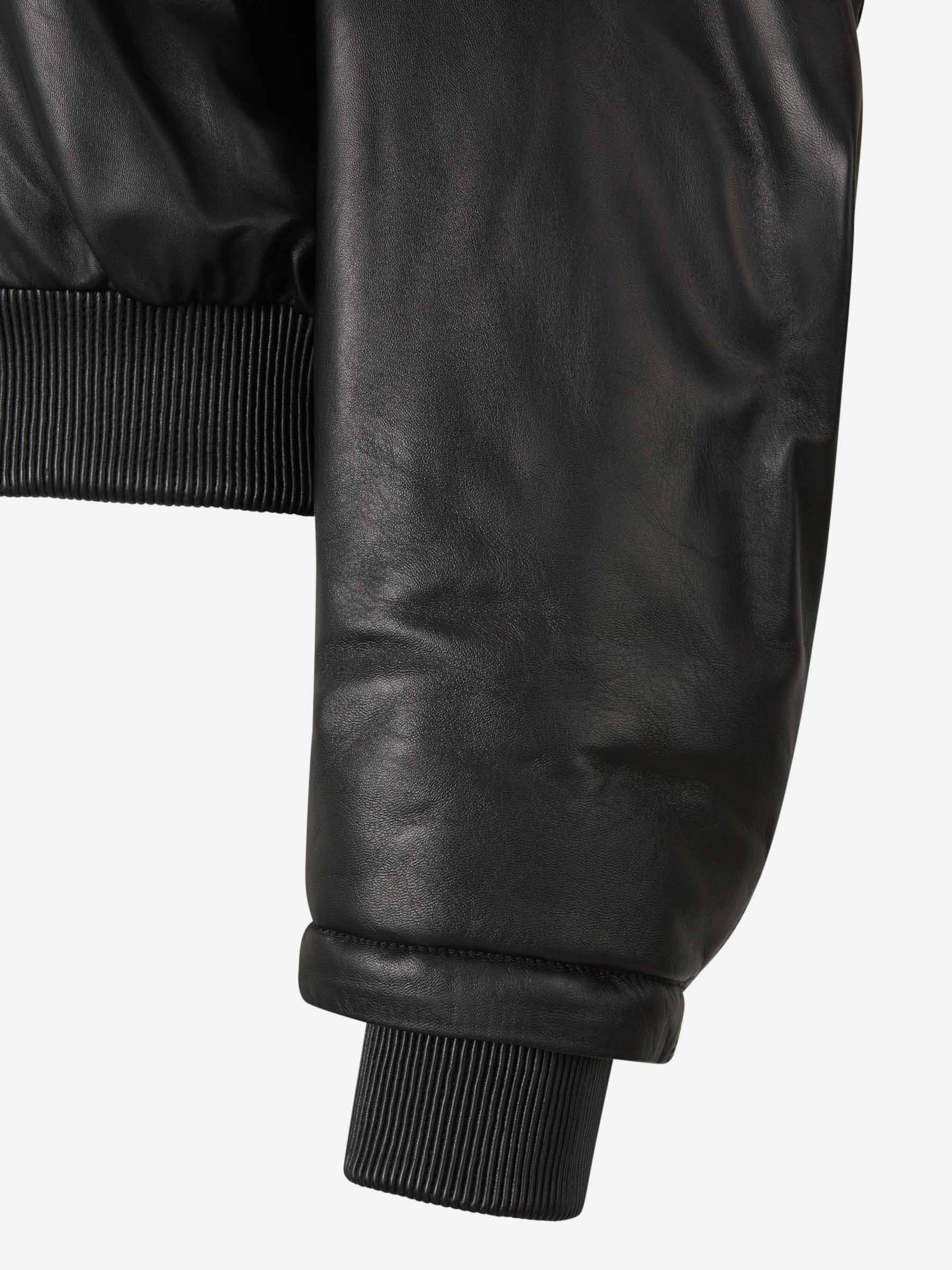 レザージャケット・コート THE ATTICO FW24 BOMBER JACKET (247WCB62.L054 100 BLACK) The Attico Black Bomber Jacket With Zip Closure In Leather