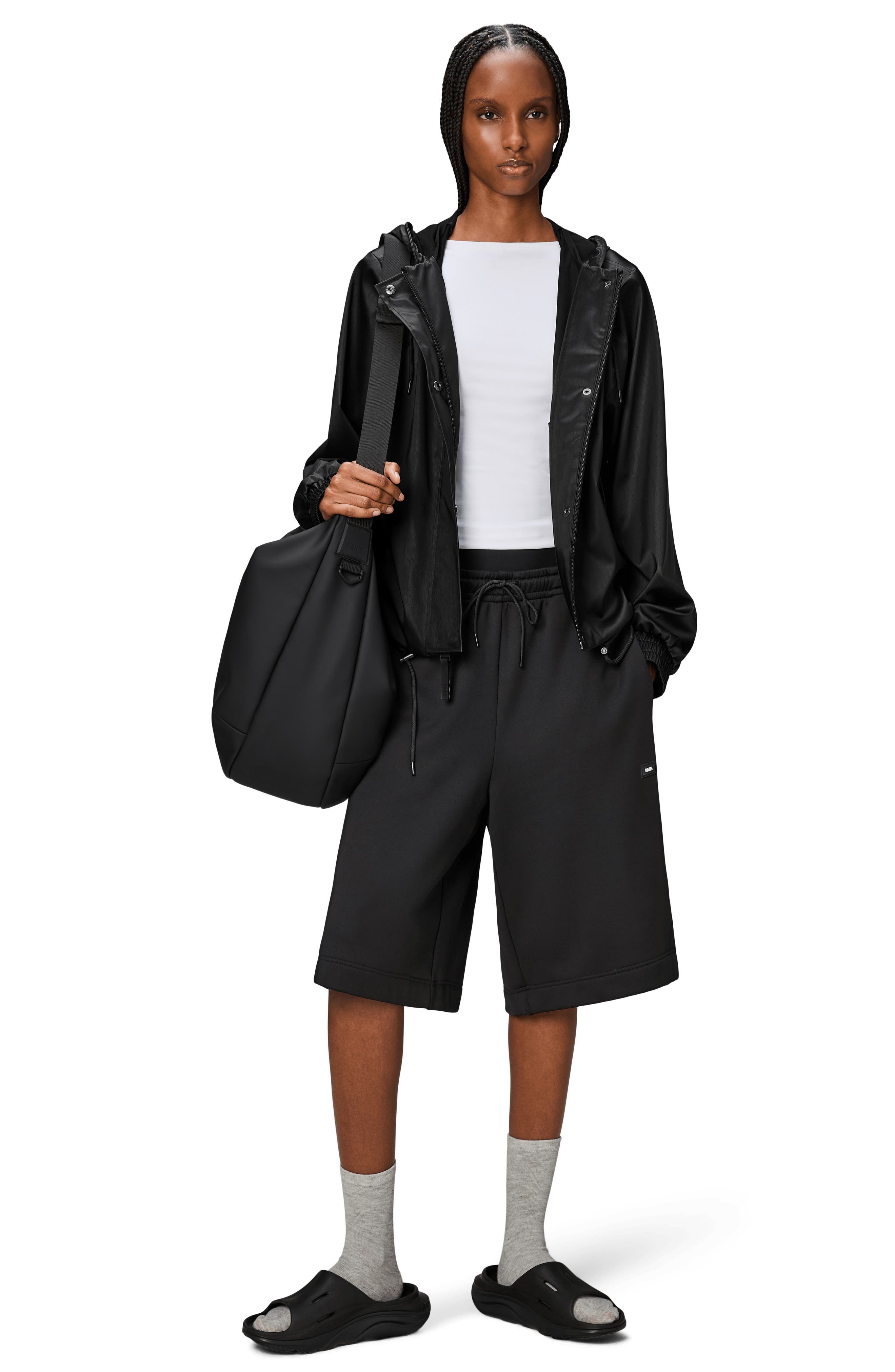 Rains Waterproof Hooded Rain Jacket in Black Grain at Nordstrom - 4