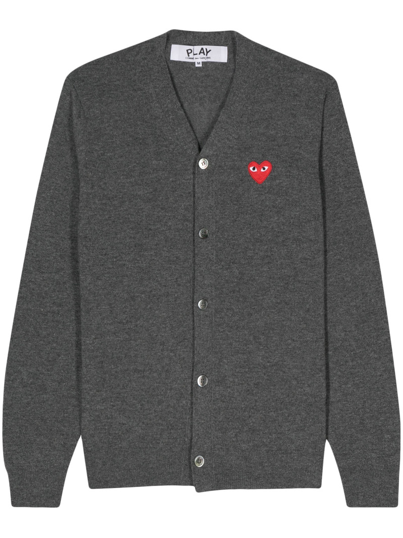UNISEX WOOL CARDIGAN RED HEART - GREY 1