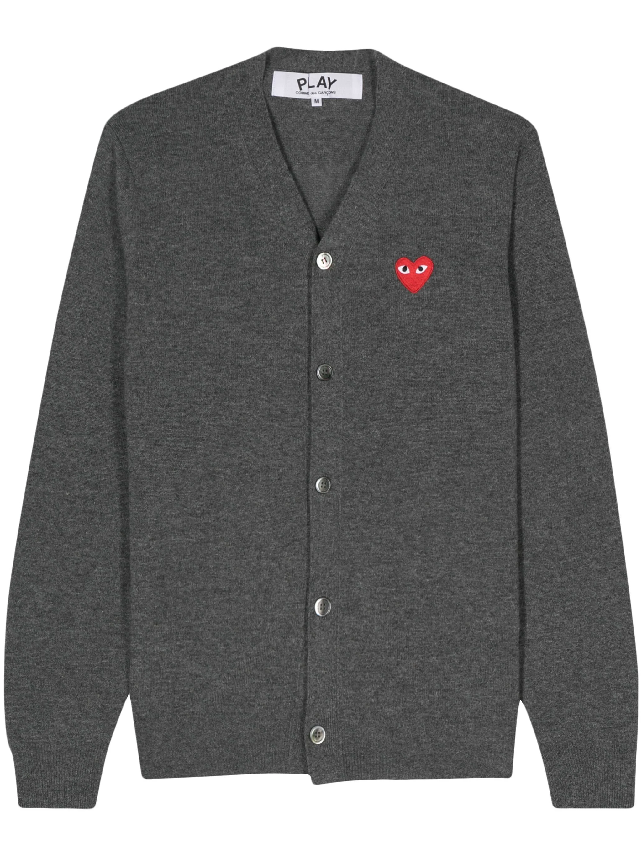 UNISEX WOOL CARDIGAN RED HEART - GREY - 1