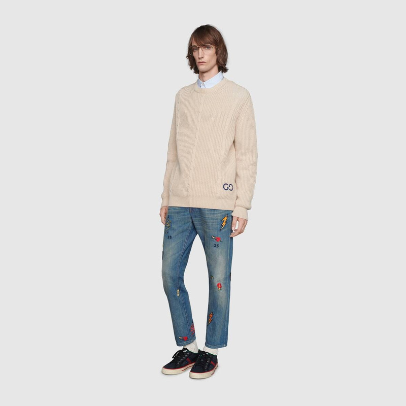 GUCCI Tapered jeans with symbols  outlook