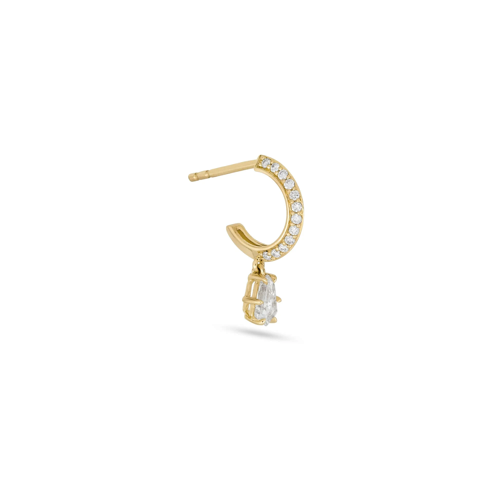 LAB-Created Shield Diamond Pave Huggies - 1