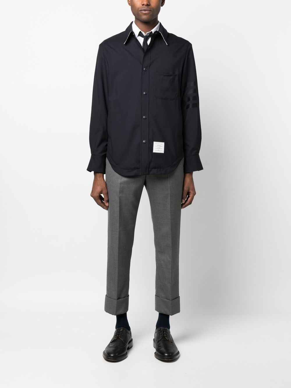stripe-detail press-stud shirt - 2