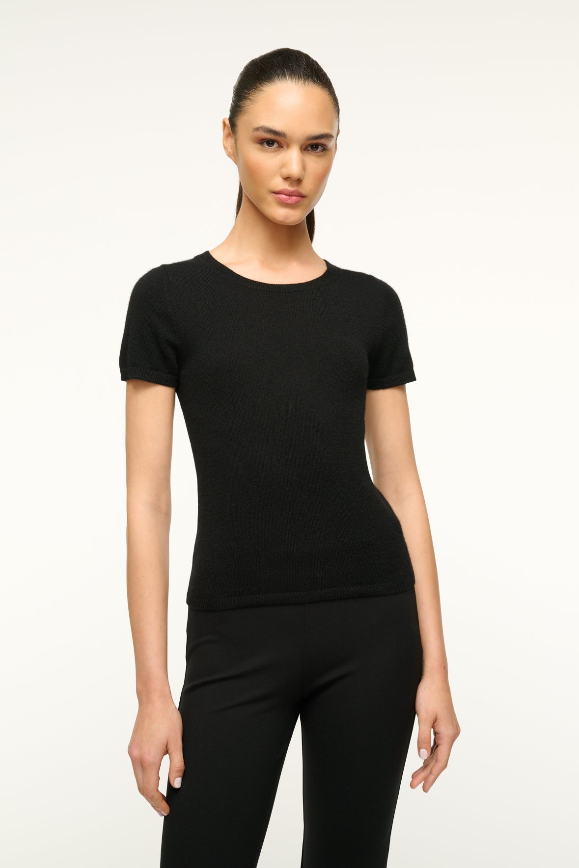 STAUD EASY CASHMERE TEE BLACK - 3