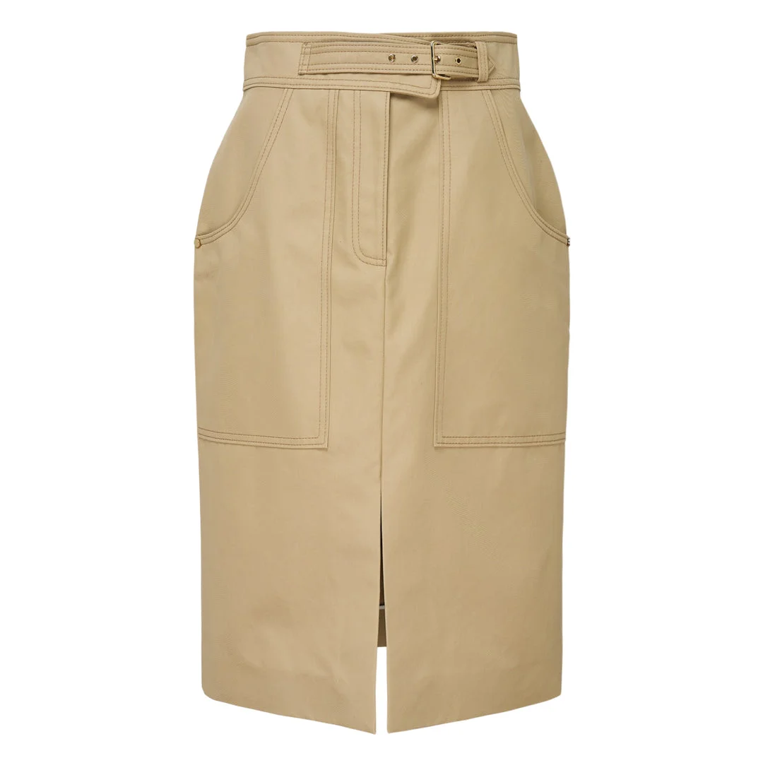 Belted Leather Pencil Skirt - 1