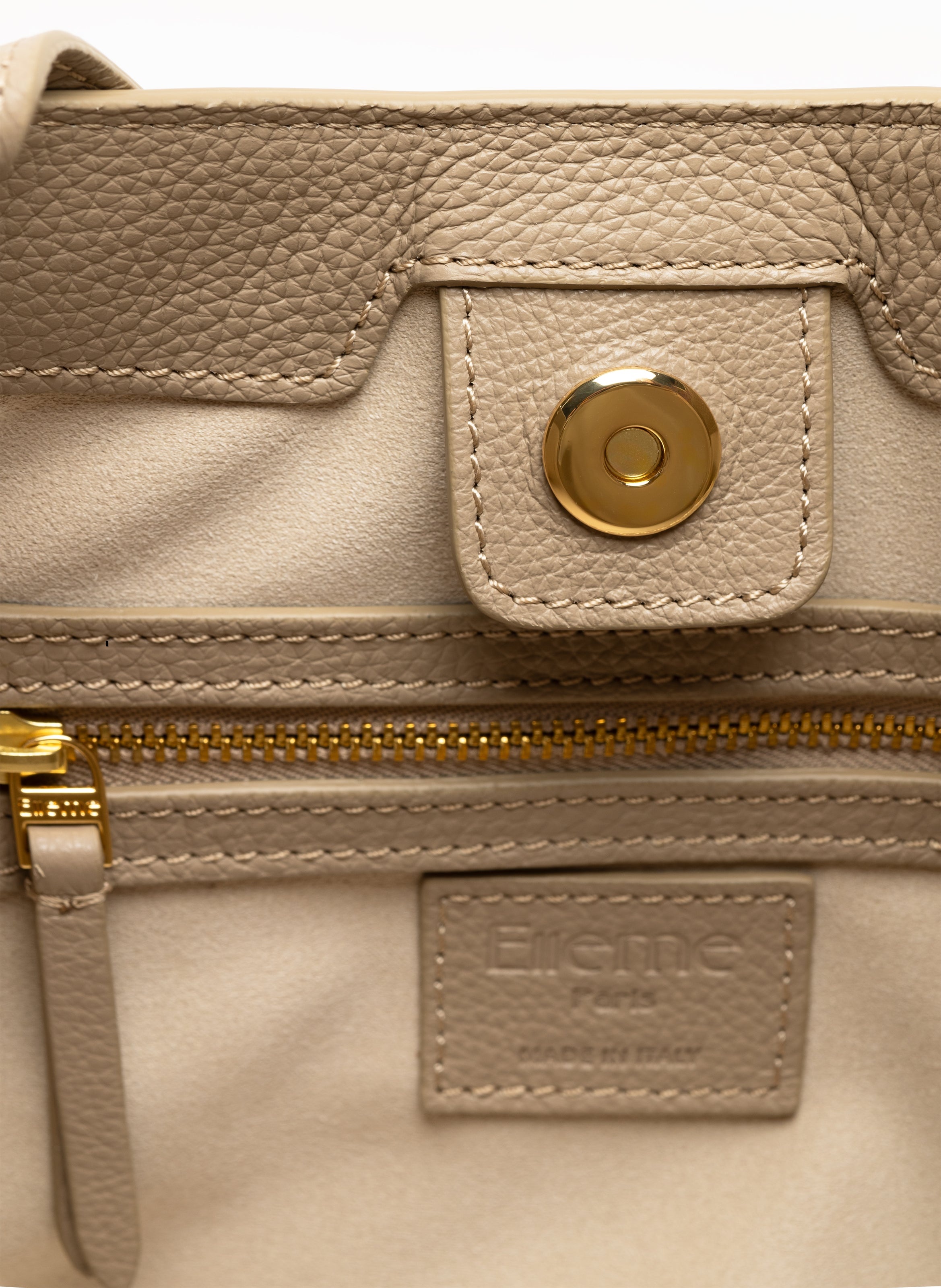 Dimple Tote Pebbled Leather Taupe - 3