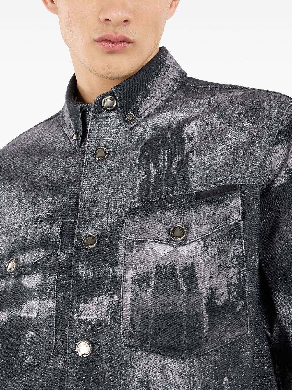 abstract-print denim shirt - 5