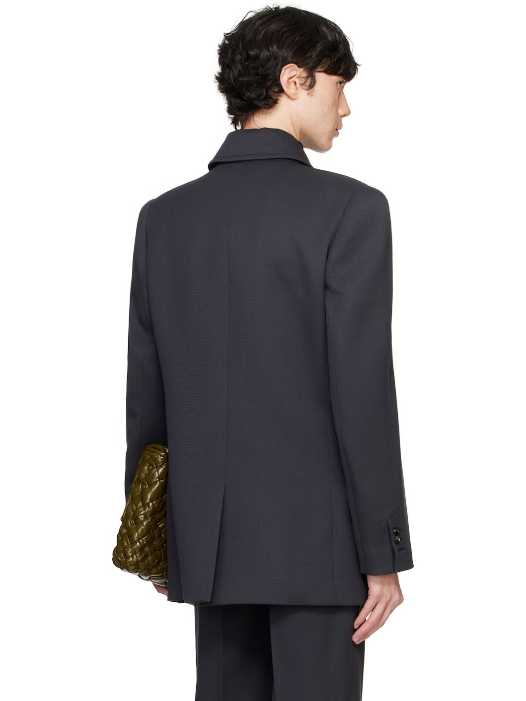 Gray Wool Stretch Tricotine Blazer - 3