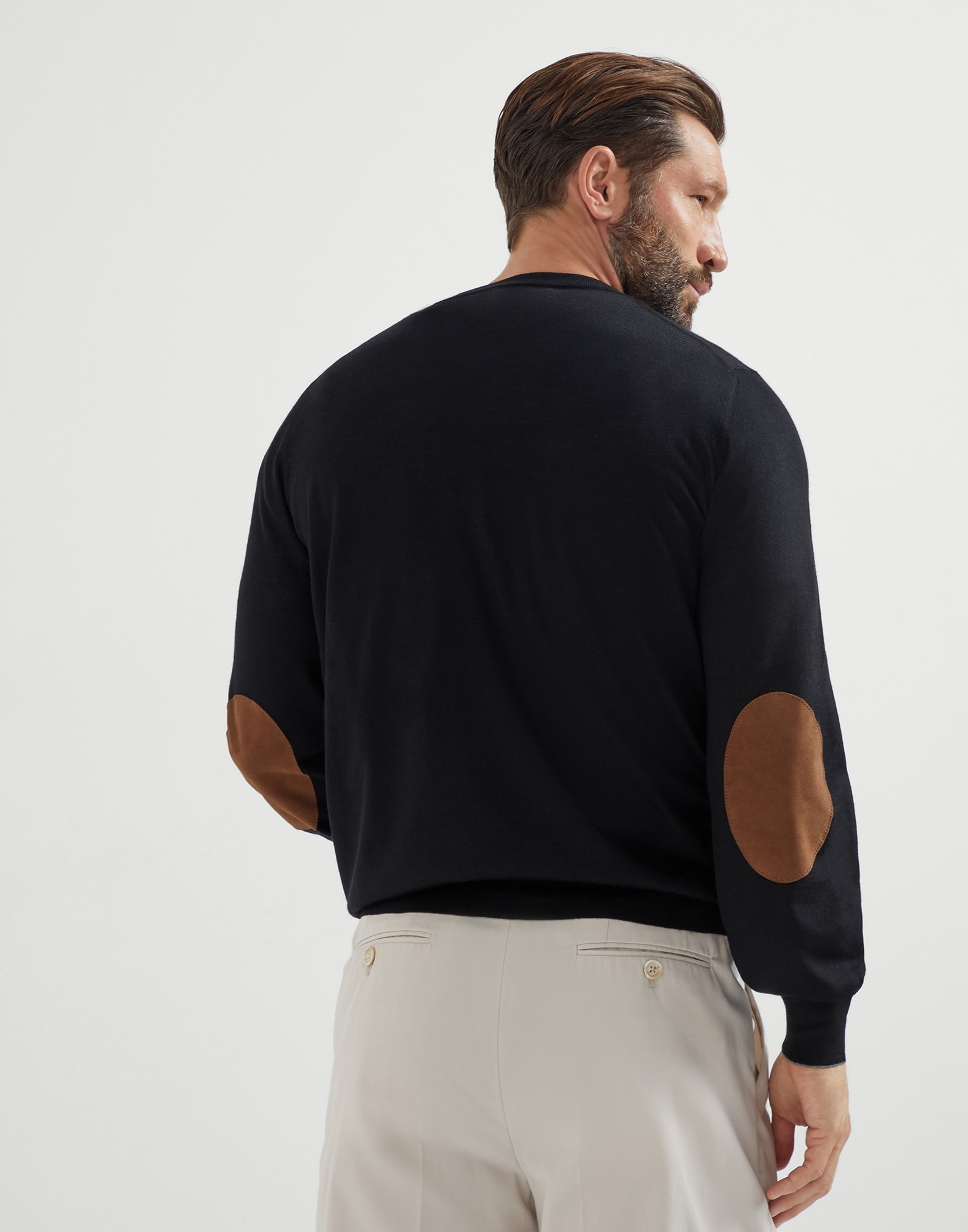 Virgin wool and cashmere lightweight sweater with patches - 2
