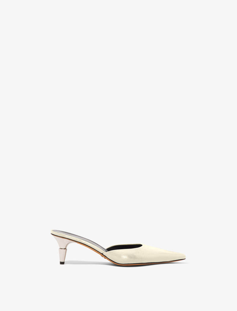 Spike Mules in Crinkled Patent Leather 1