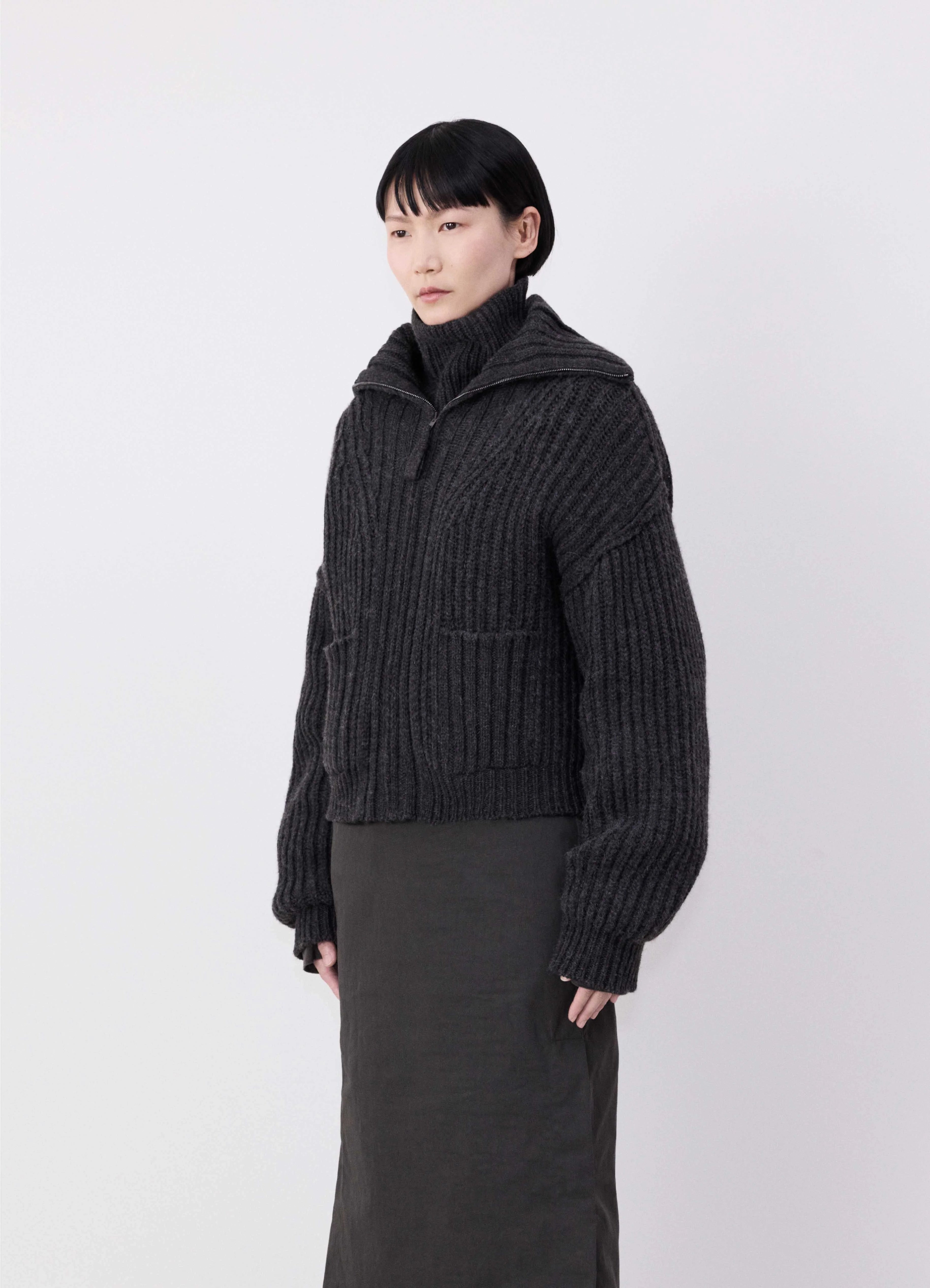 TRUCKER COLLAR ZIPPED CARDIGAN - 2