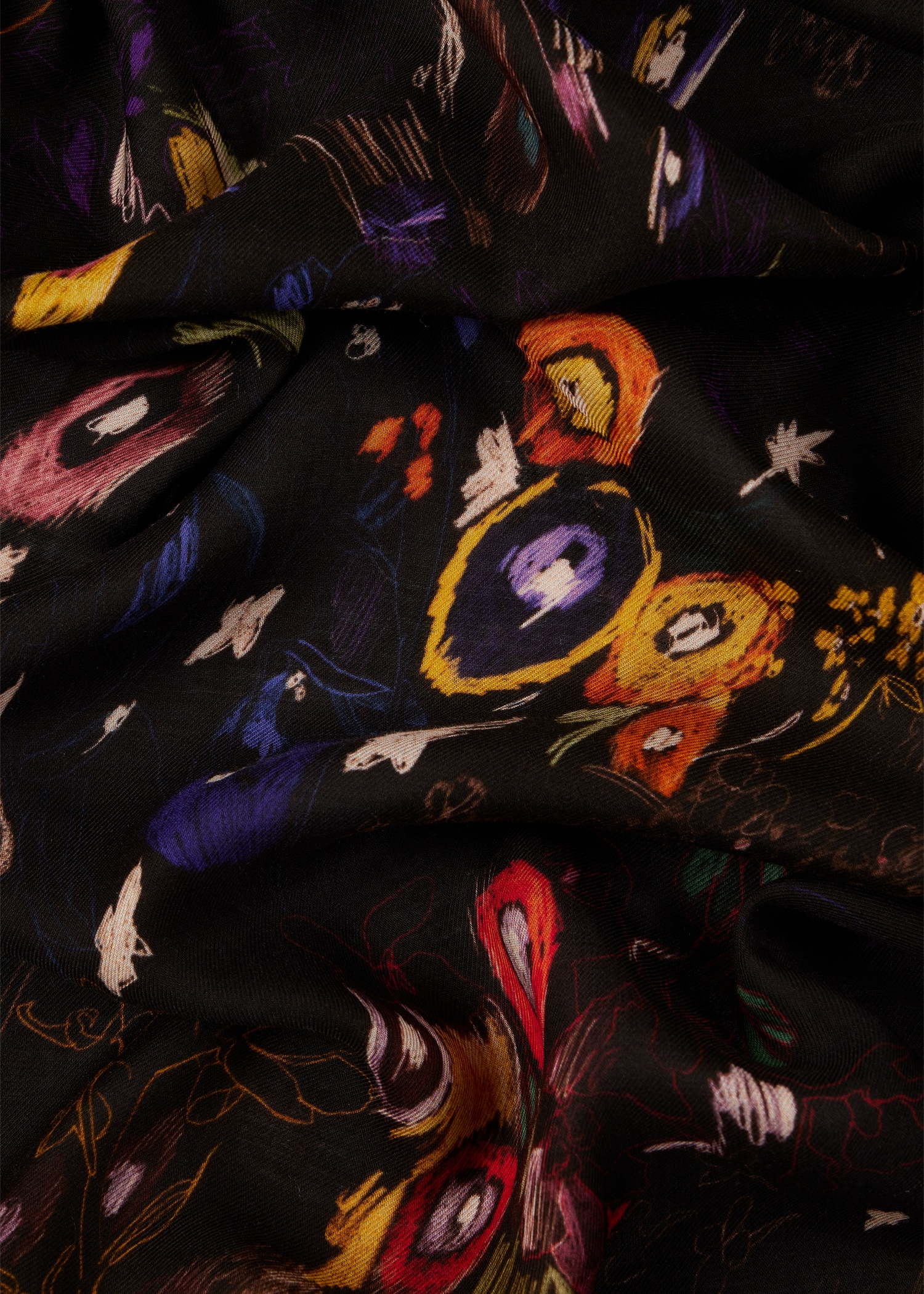 Black 'Sketchbook Botanical' Scarf - 3