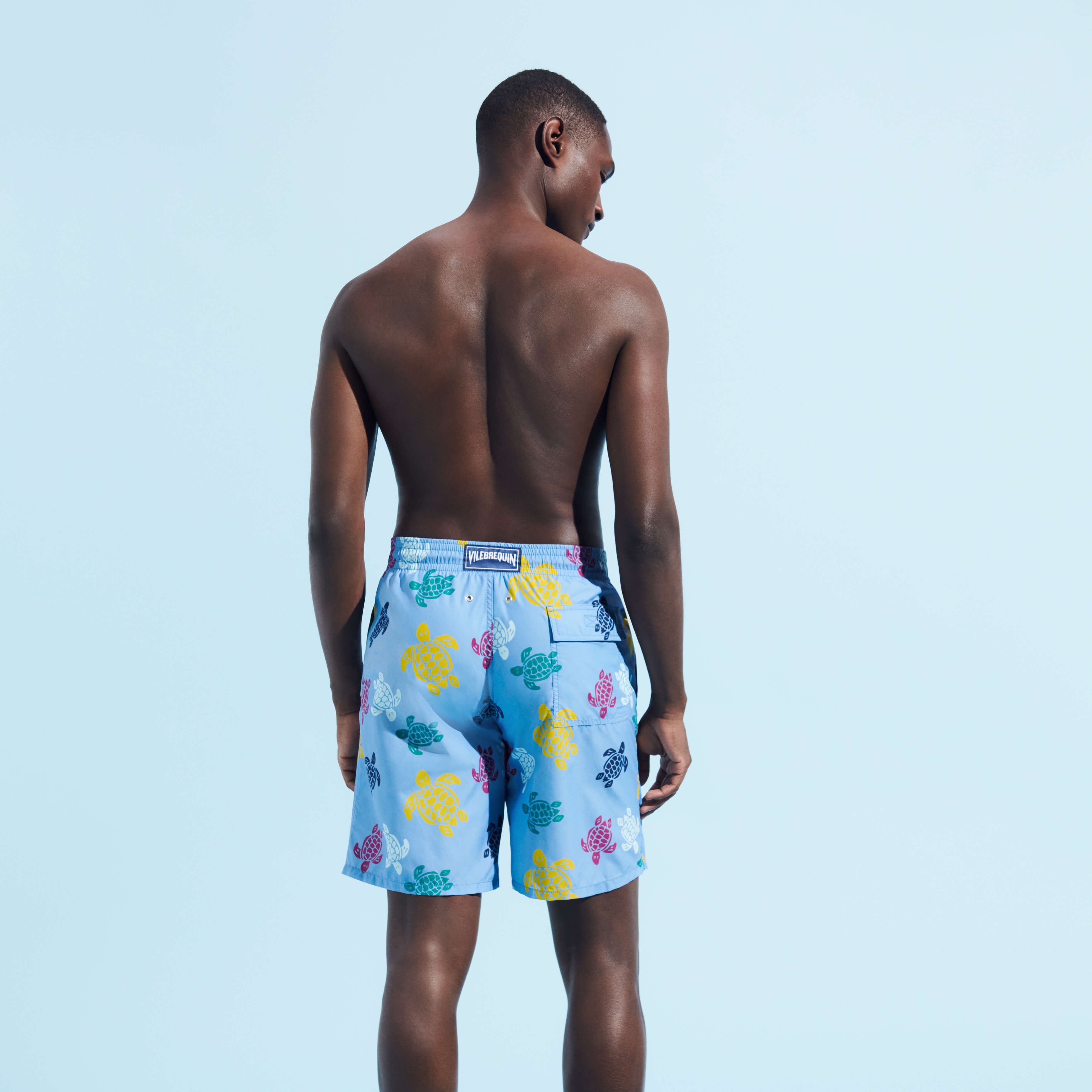 Men Long Swim Trunks Ronde des Tortues Multicolores - 4
