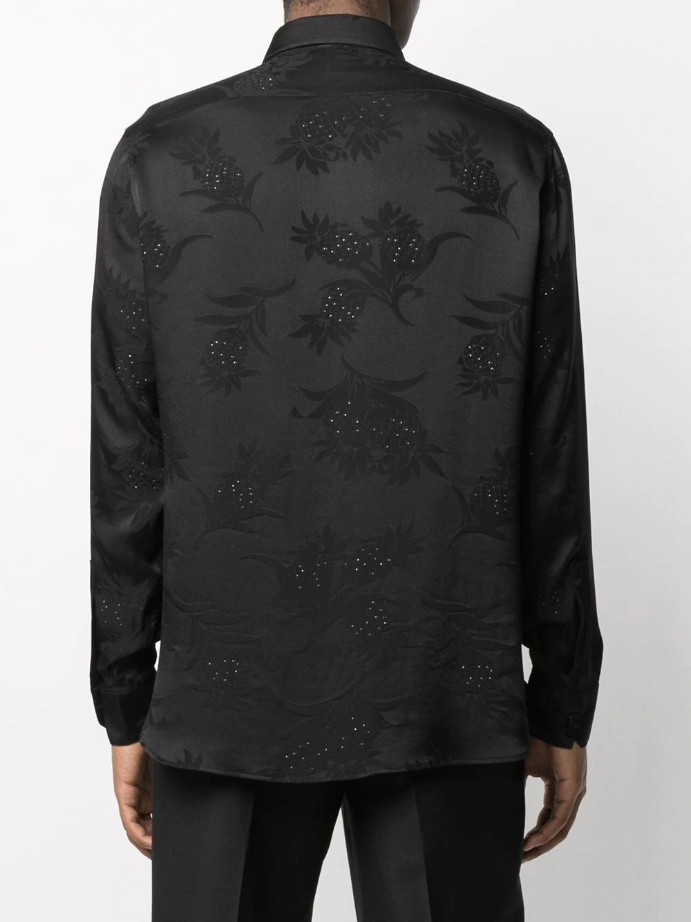 botanical-print metallic shirt - 4