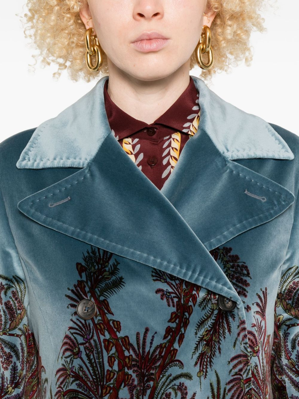 floral-print velvet jacket - 5