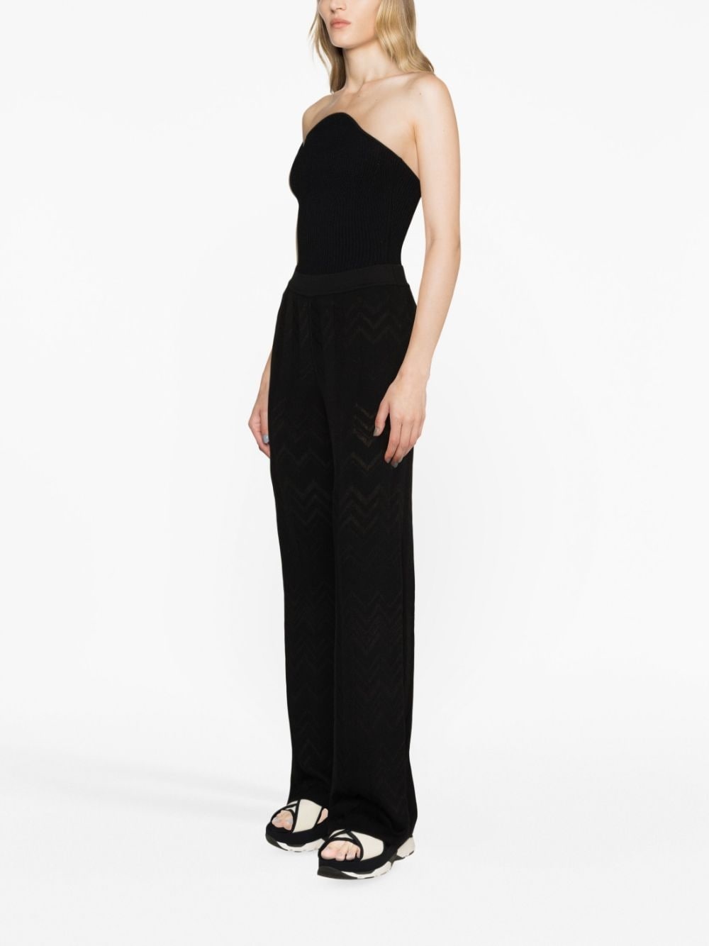 straight-leg zigzag-embroidery trousers - 4