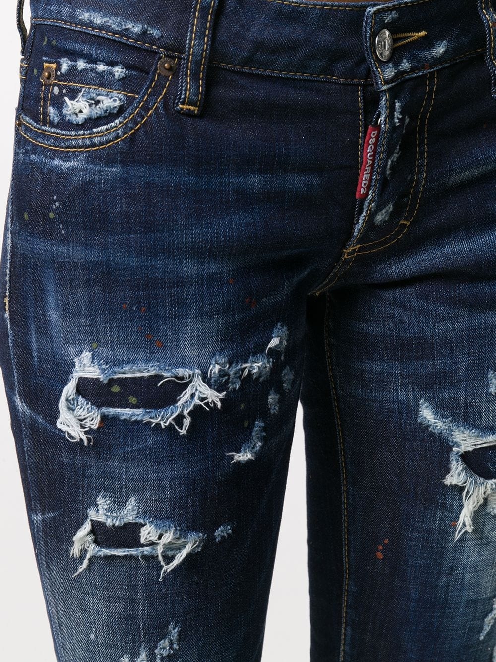 distressed cropped jeans - 5