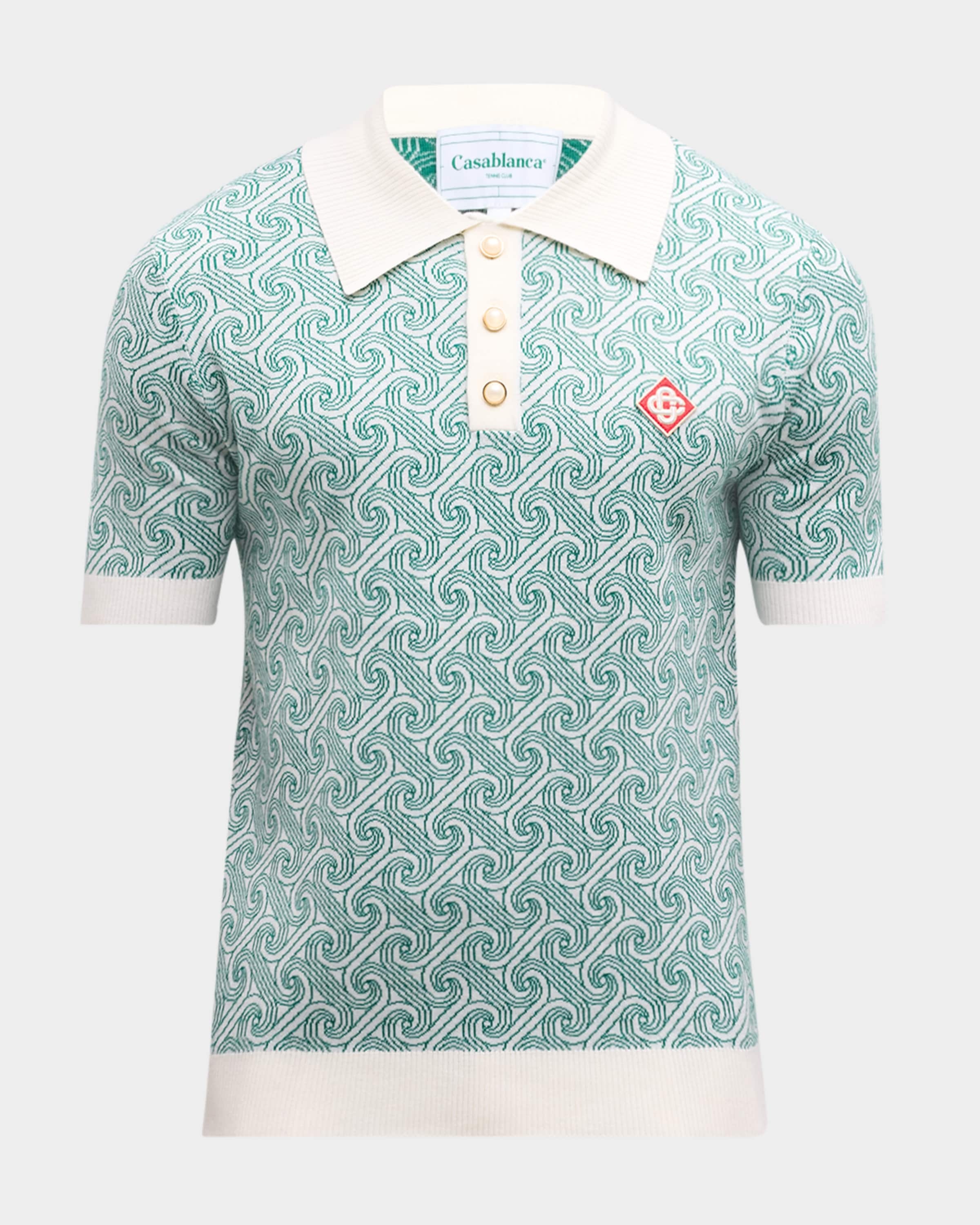 CASABLANCA Men's Jacquard Monogram Polo Shirt | neimanmarcus