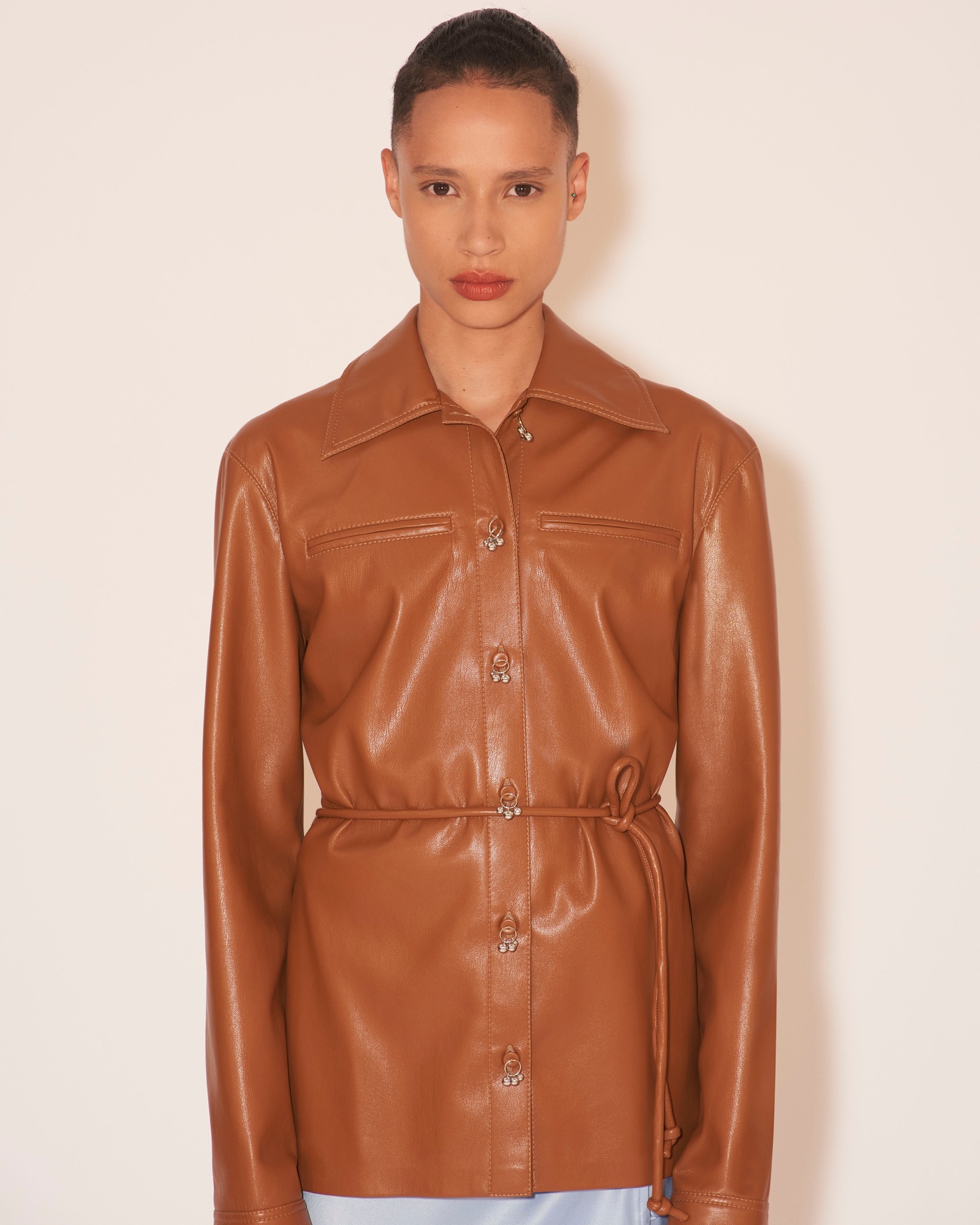 ELIDA - OKOBOR™ alt-leather shirt - Tobacco - 7