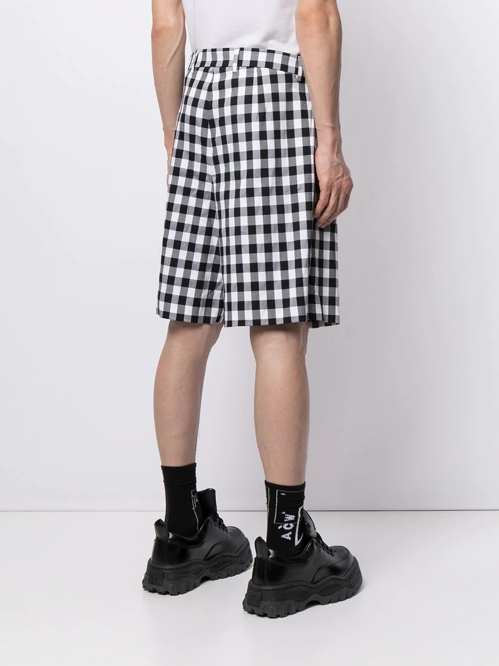 gingham-check pleated shorts - 4