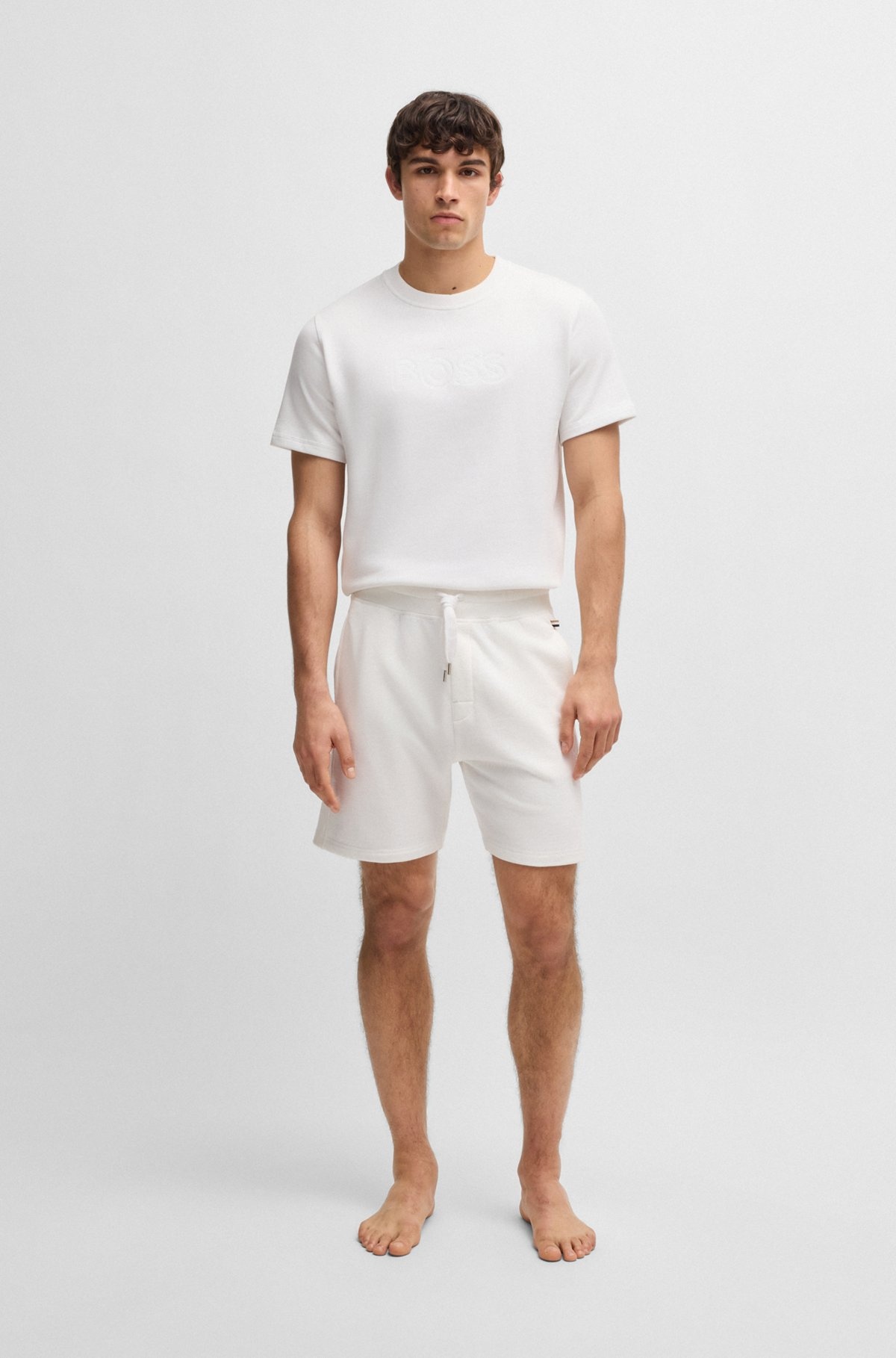 COTTON-TERRY SHORTS WITH OUTLINE LOGO EMBROIDERY - 3