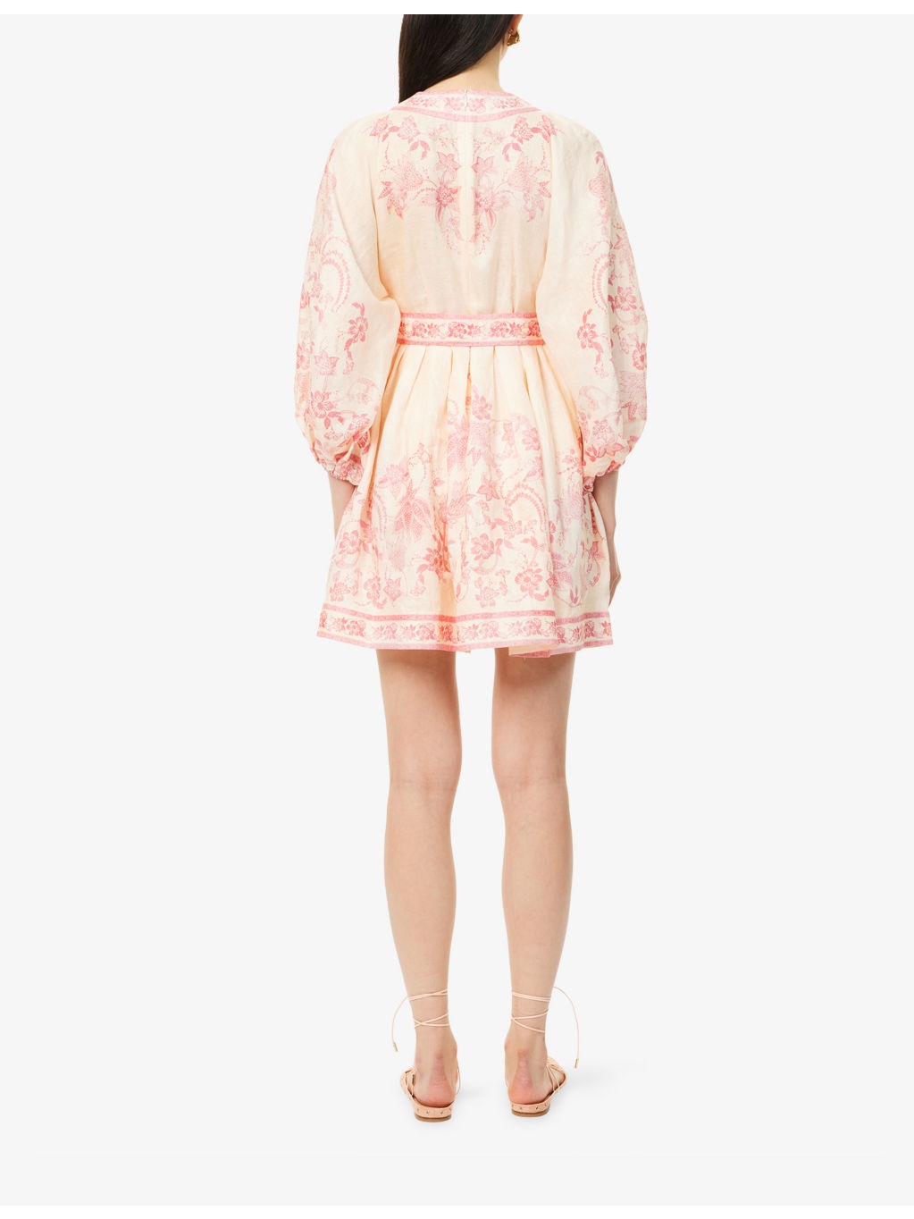 Lucky Plunge-Neck Linen Mini Dress - 4