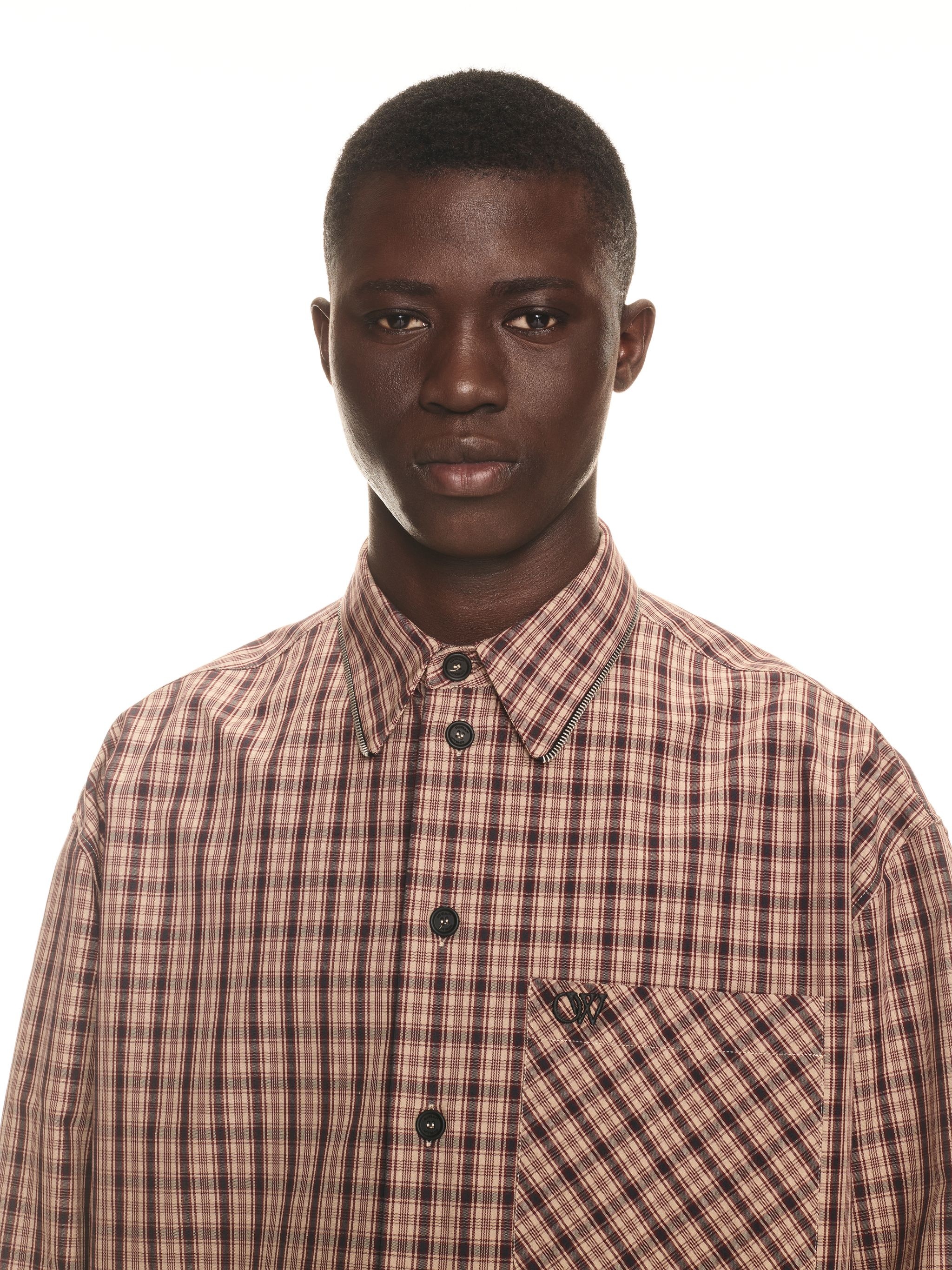 Ow Emb Checkcott Zip Shirt - 5