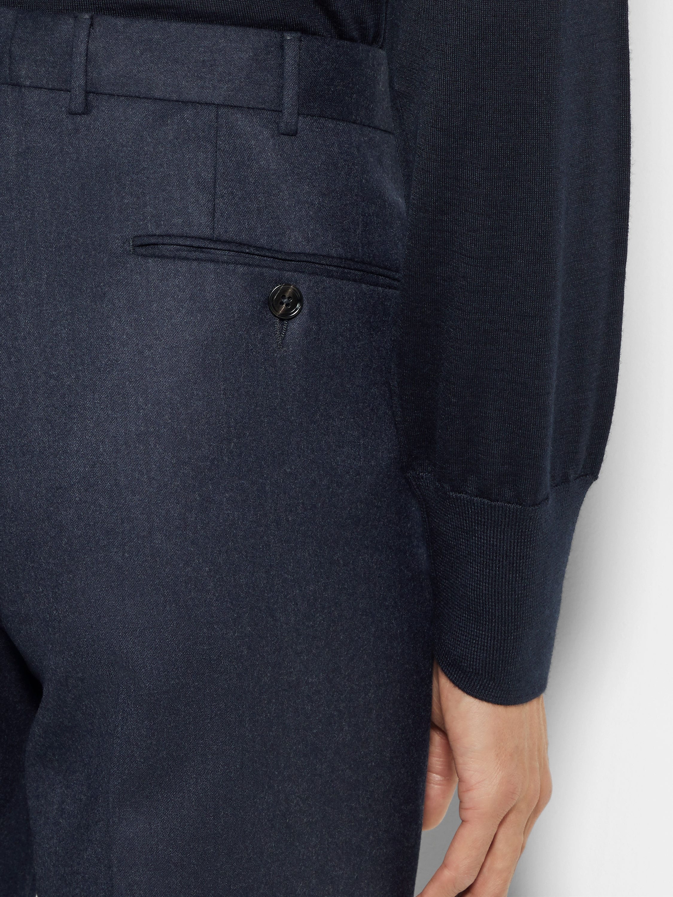 DARK BLUE WOOL TROUSERS - 2