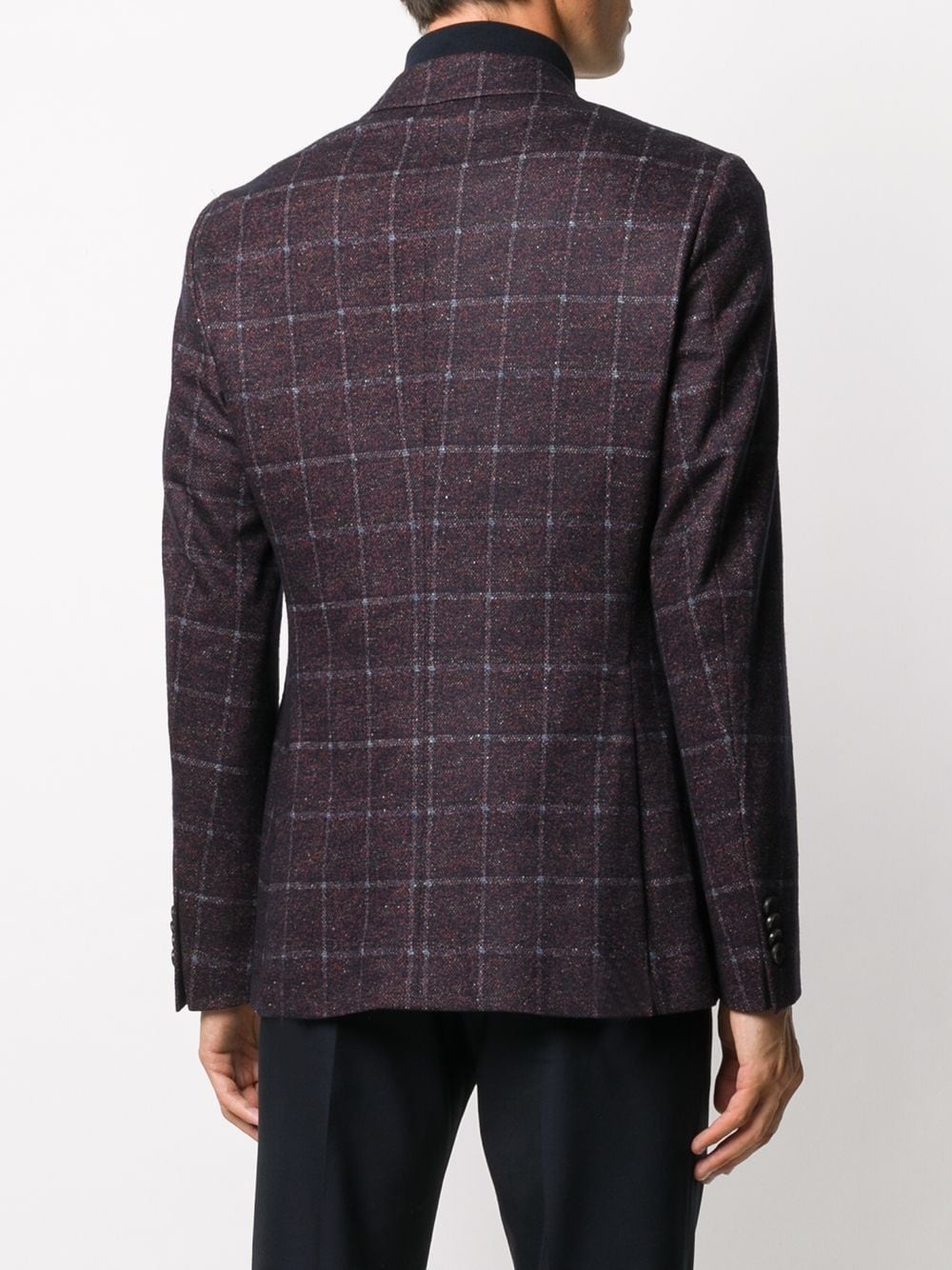 checked single-breasted blazer - 4