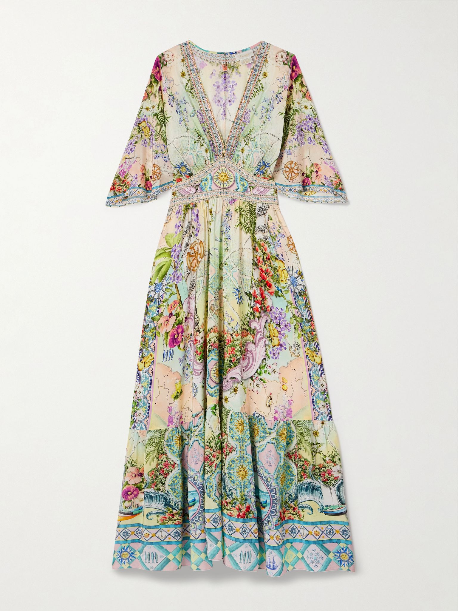 Just Coasting crystal-embellished printed silk crepe de chine maxi dress Multi - 1