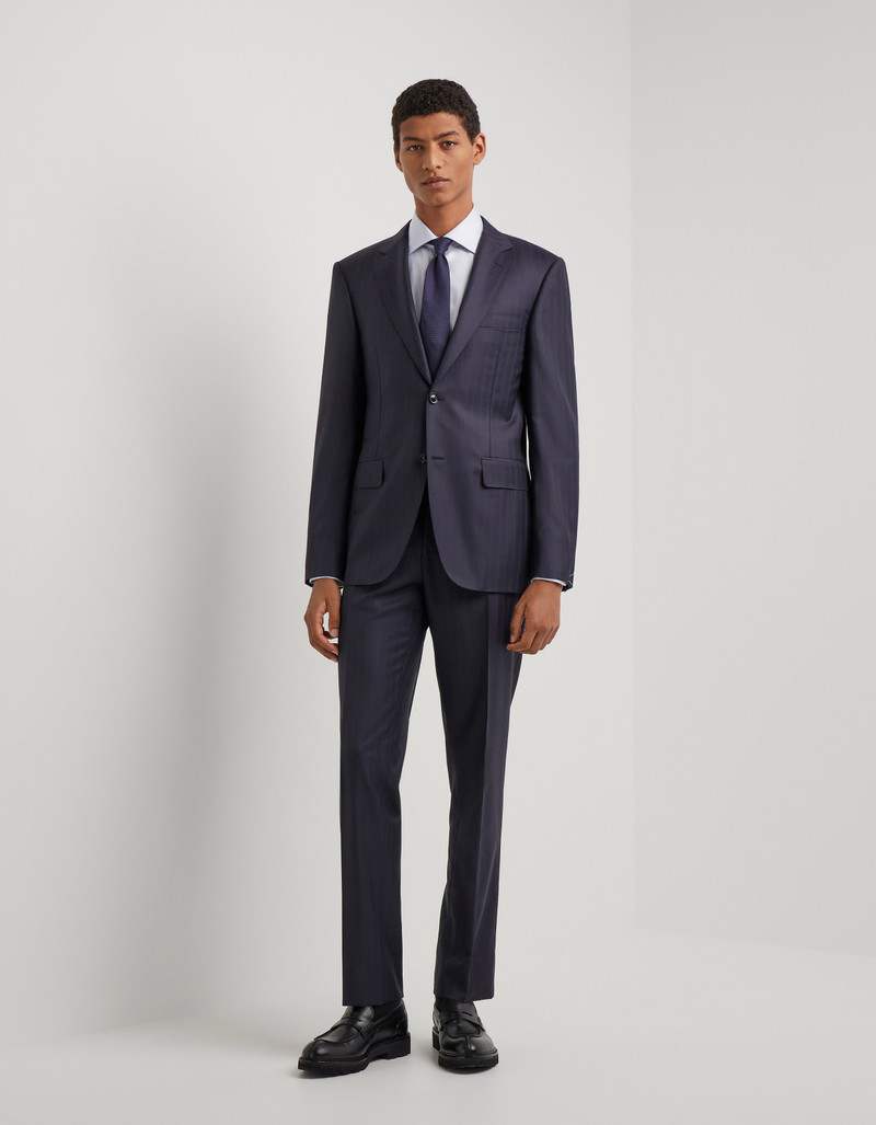LIGHT BLUE DENIM-EFFECT WOOL REGULAR-FIT SUIT 15